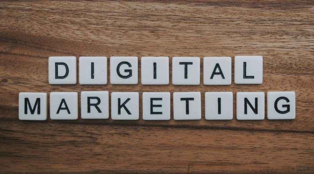 Digital Marketing Spelled in Scrabble Letters